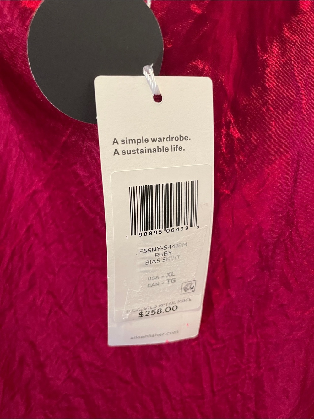 EILEEN FISHER Textured Satin Ruby Midi Skirt Size XL, NWT - Picture 4 of 8